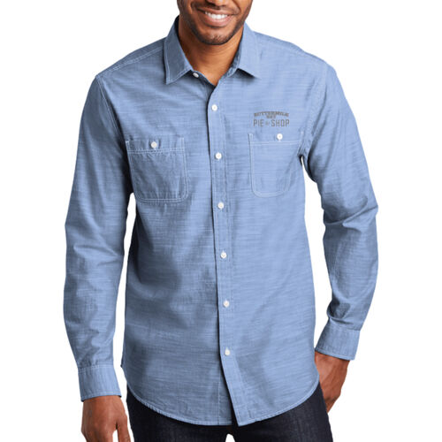 BSP embroidered gray flat blue star logo - Slub Chambray Shirt Thumbnail