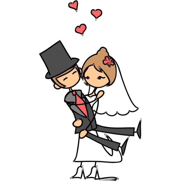 Cartoon Wedding Groom Bride Hug 11 Thumbnail